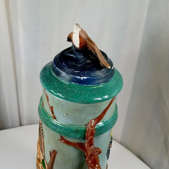 Hand Painted Mallard Duck Wildlife Scene Ceramic Stein Tankard With Lid